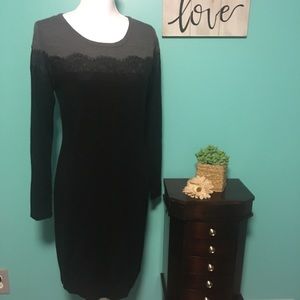 Black & gray lace sweater dress size medium